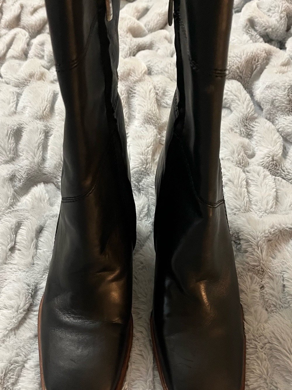 Franco Sarto Black Leather Lace-Up Boots